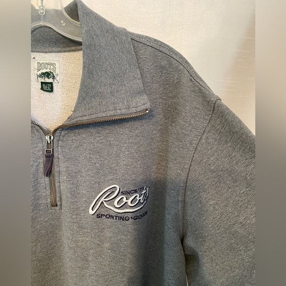 Roots 1/4 Zip Grey Pullover Sweatshirt Heathered Grey  Adult XLG - Picture 5 of 15